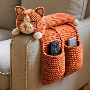 1 Set Crochet kit - Handmade Crochet Cat Couch Arm Organizer - amigurumi Cat, Crochet Projects, Includes Complete Knitting Set, High Quality Yarn, Instructions. Great Gift for Family, Friends, Couples