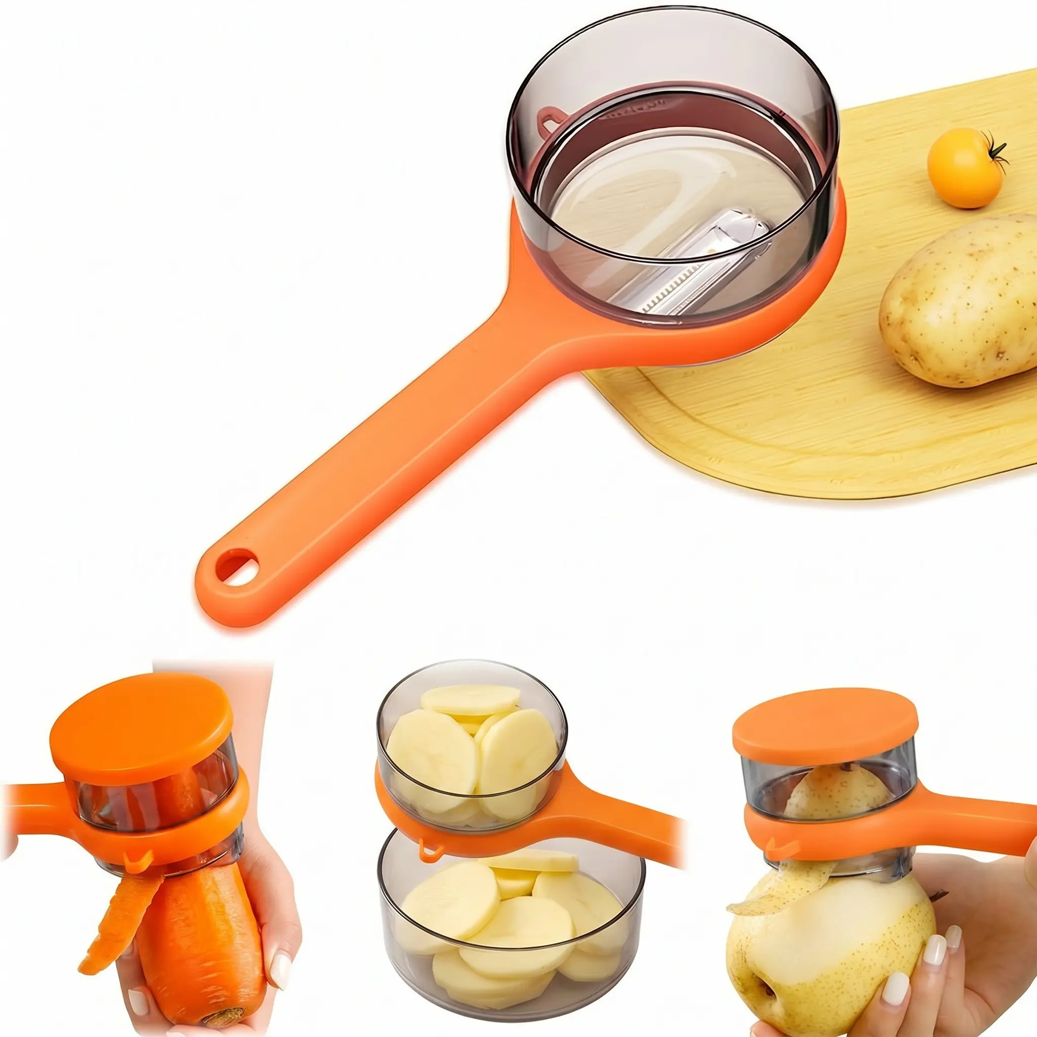 Stainless Steel Swivel Peeler with Thick Sturdy Blade, Ergonomic Non-Slip Handle, Portable Design with Storage Box, Anti-Waste Hanging Kitchen Utensil for Home Fruit & Vegetable Peeling-YY1, Utensils