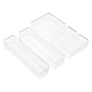 Sorbus Clear Drawer Organizer 5-Piece Set, Multi-Purpose Organizer Bins for Makeup, Desk Office Supplies, Vanity, and More Boxes Household Kitchen