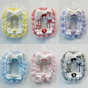 Adorable DIY Lace Photo Card Holder with Chain, Anime Idol Collectible Card Case, Student ID Decor, Polaroid 3 Inch Photo Protector
