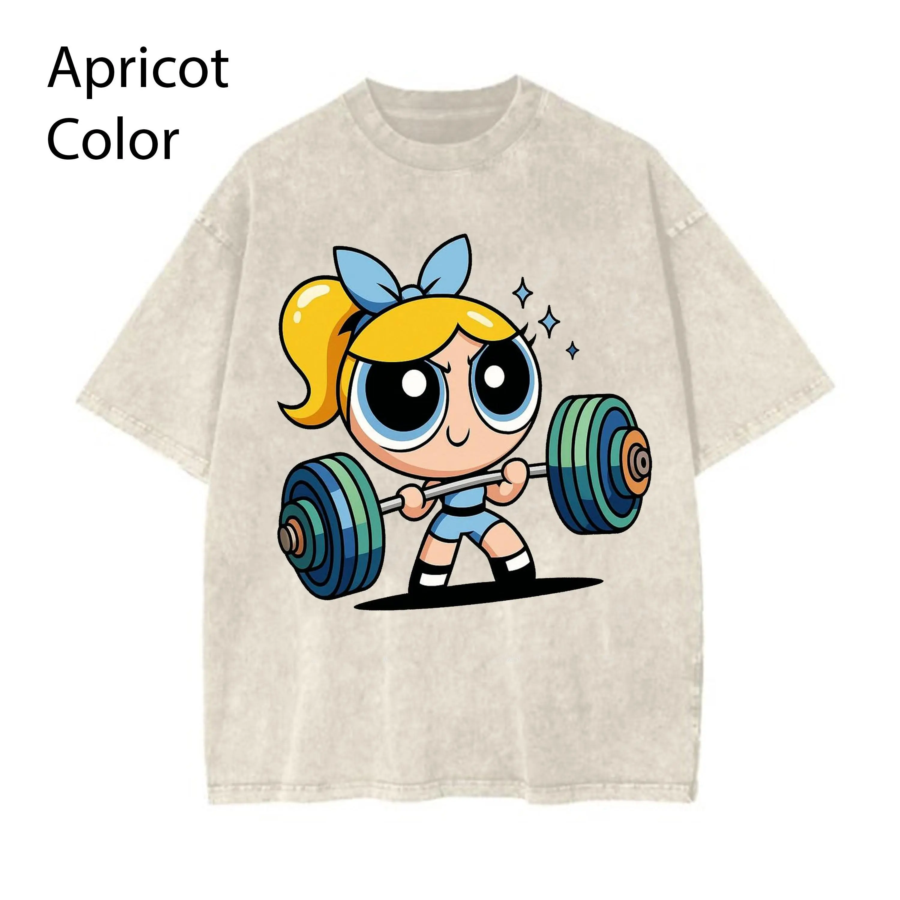 Bubleess #Powerpuffff Girls Gym T-Shirt, Cute Weightlifting Cartoon Shirt, Cartoon Character Shirt, Unisex Graphic Tee, Heavy Lifting Shirt, Gym Shirt, Gift for Fan #Powerpuffff, Youth & Adult Shirt