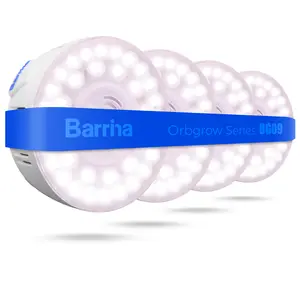 Barrina Orbgrow OG09 Puck LED Grow Light, Pinkish White 36W(4 x 9W, 540 Watt Equiv), Plant Lights for Indoor Plants Full Spectrum, Magnetic & Linkable, Small Grow lamp for Plant Shelf, 4 Packs