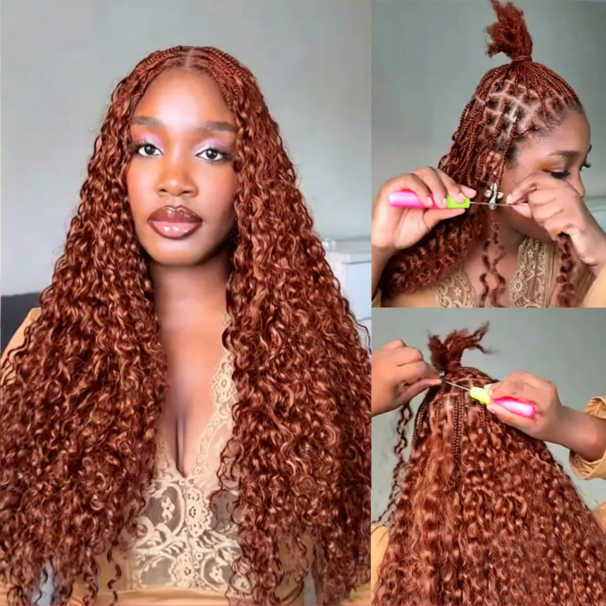 Women's Virgin Human Hair Crochet Piece - 18/20in, 50g Pre-Looped Feather Bond Open End, Burmese Curly Waves, Invisible Seamless Knotless Soft BM Hair, Natural & Bouncy, Virgin Hair