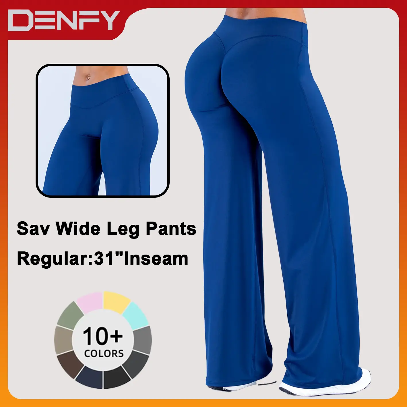DENFY Sav Wide Leg Pants High Waisted Flare Leggings Women Yoga Pants Bootcut Leggings Tummy Control Sculpting Pants Butt Lifting Workout Gym Wear