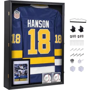 XL Jersey Frame Display Case, 28x37 inch Jersey Shadow Box Display Case With Led, Deep Jersey Display, Football Jersey Display Case, 2 Baseball Case, UV Protection, Acrylic