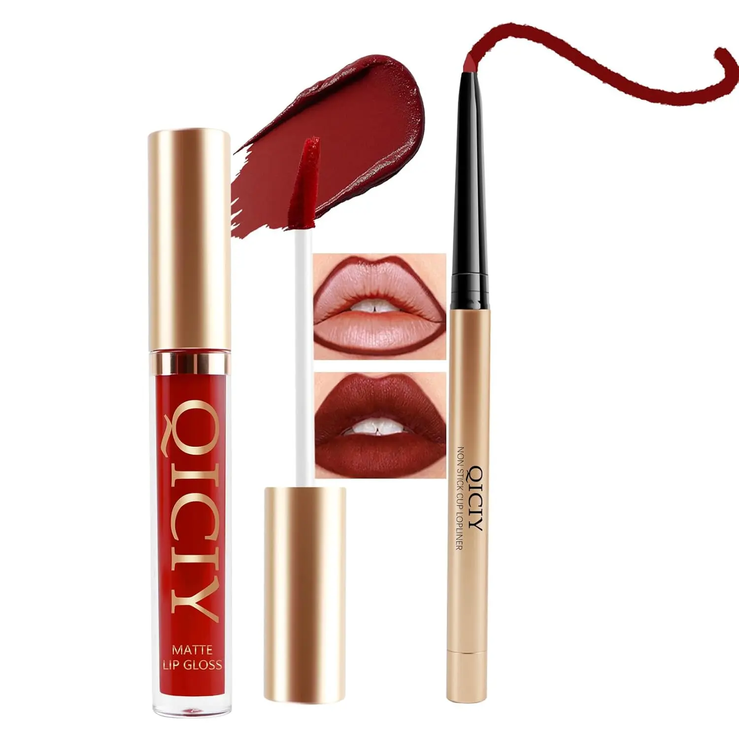 Lip Gloss and Liner Set, 2-Piece Makeup Kit for a Vibrant Glossy Look in Petal & Line Leader Shades, Beauty Products for All Skin Types, Two Piece Set, Daily Use
