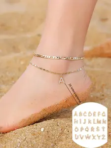 26 Letter Design Anklet, Fashionable Stainless Steel Anklet for Women & Girls, Trendy All-match & Exquisite Jewelry for Birthday Gift