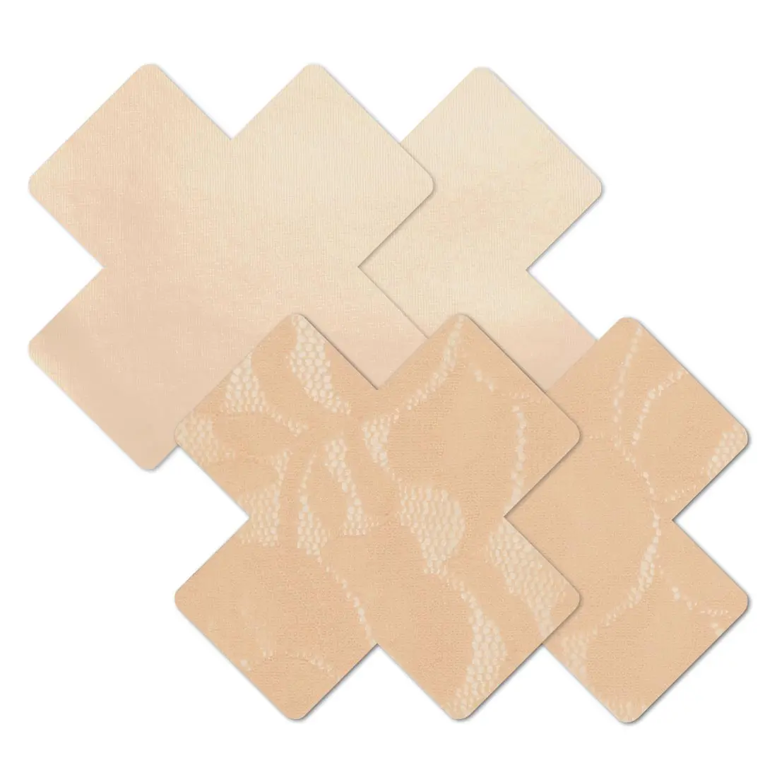 Nippies Cross Nipple Covers - Fabric, Soft, Breathable and Comfortable Nip Pasties, Stylish Wardrobe Essential for Everyday Wear - Lace