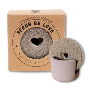 Bundle & Save! – 4 pk Plant-Based Round Heart Sponges + Diatomite Sponge Holder | Reduce Toxins in Your Kitchen