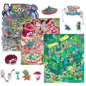 Dark Carnival Series – 3D Scene Sticker Kit,DIY Surreal Diorama for Room Decor & Display,Dark Fantasy Gift for Alt & Horror Aesthetic Lovers,PET Sticker Set