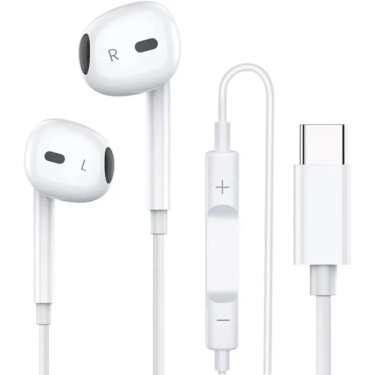 Summerwins USB-C Audio Plug Earbuds with Mic, Volume Control, HiFi Stereo & Noise Isolation - Phone Accessories for iPhone 17/17 Pro/16/15, Samsung S25/S24/S23, Pixel 10/9, OnePlus & USB-C Devices, Headphone Headphone,Back To School