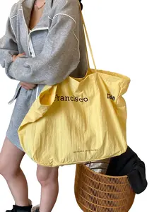 Korean Style Tote Bag, Large Capacity Nylon Shoulder Bag, Lightweight Daily Commute Work Casual Handbag for Women, Casual Trendy Bag