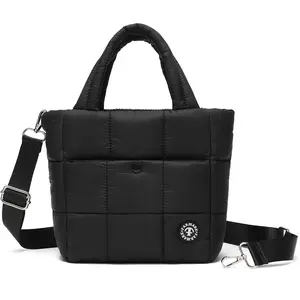 [Black] FARMARK Mini Puffer Bag for Women – Quilted Crossbody Purse, Soft Nylon Puffy Shoulder Handbag with Adjustable Strap, Lightweight Daily Bag