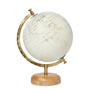 Modern Globe,Wooden base,Features all continents,12 Inches (H) x 9 Inches (W)