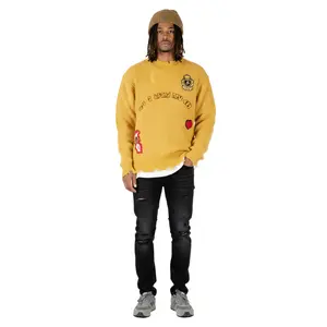 KIWI Heavy Gauge Ripped Knit Sweater with patches