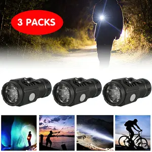3 Packs Super Bright LED Mini Flashlight USB Rechargeable Pocket Keychain Torch Durable Water-Resistant 5 Modes