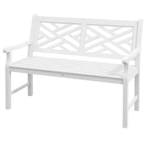212 Main  43.25 in. Outsunny Outdoor Garden Bench, Wooden Bench, Poplar Slatted Frame Furniture for Patio, Park, Porch, Lawn & Yard, Deck, White