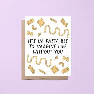 Pasta Valentine's Day Card - Classic Design with Heart Graphics, Ideal for Special Occasions and Expressions