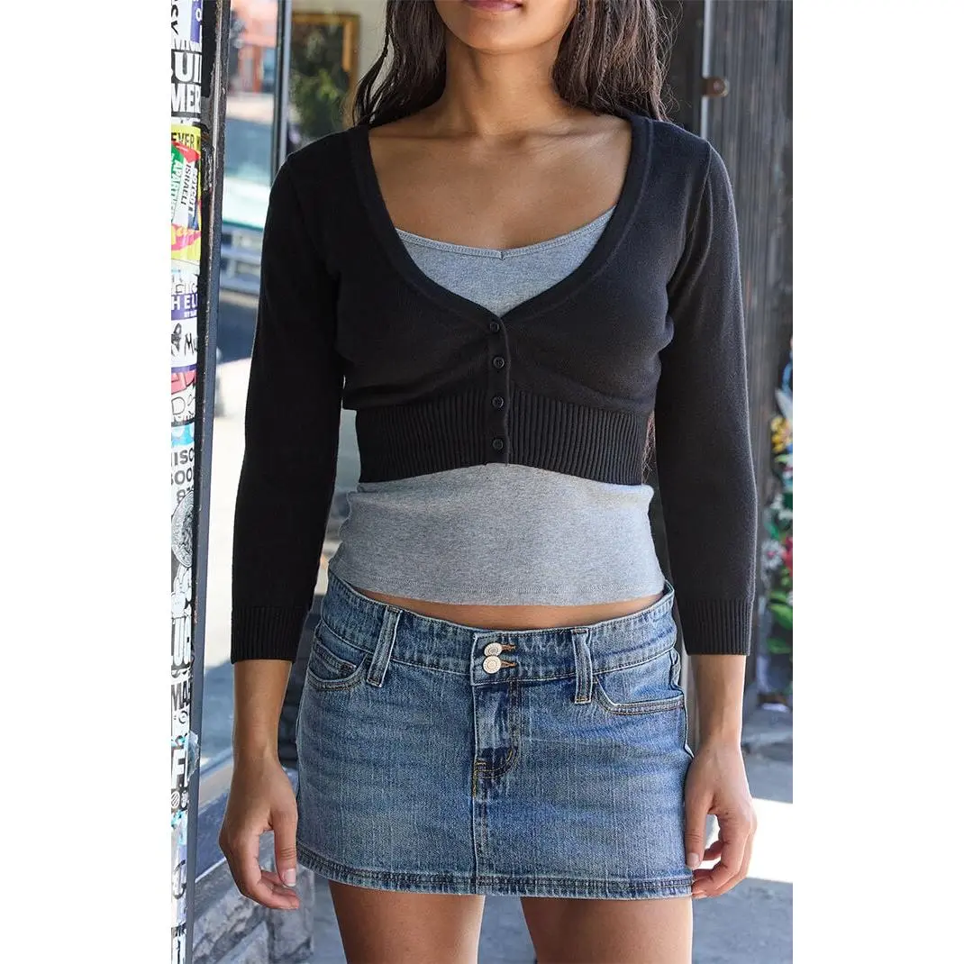 John Galt Women's Black Cropped Cardigan