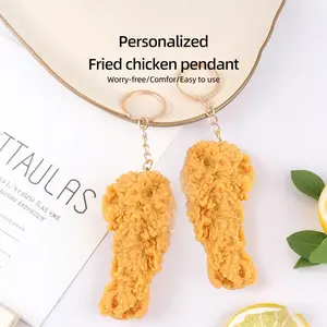 Creative Simulation Fried Chicken Keychain Set, Unique Chicken Wing Souvenir, Fun Food Charm, Light Mini Accessory, Backpack Pendant, Cool Keychains