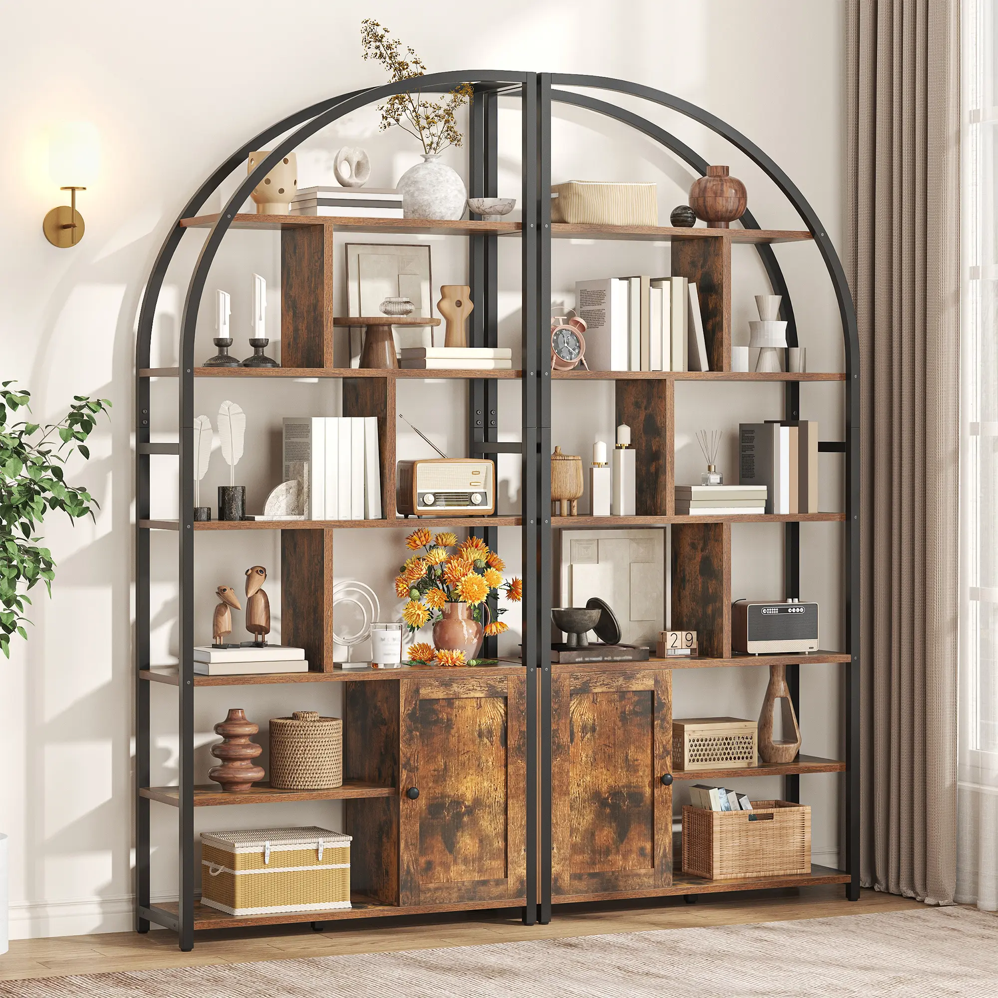 Modern Office Bookshelf with Adjustable Shelves | Industrial Metal Frame bookshelf decor | 71.1" Tall Storage Bookcase with Metal Frame & Engineered Board bookshelf organization | Home Office Bookshelf for Books, Files & Decor Organization