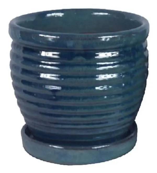 Trendspot 227344 9 in. Aqua Blue Honey Jar Planter