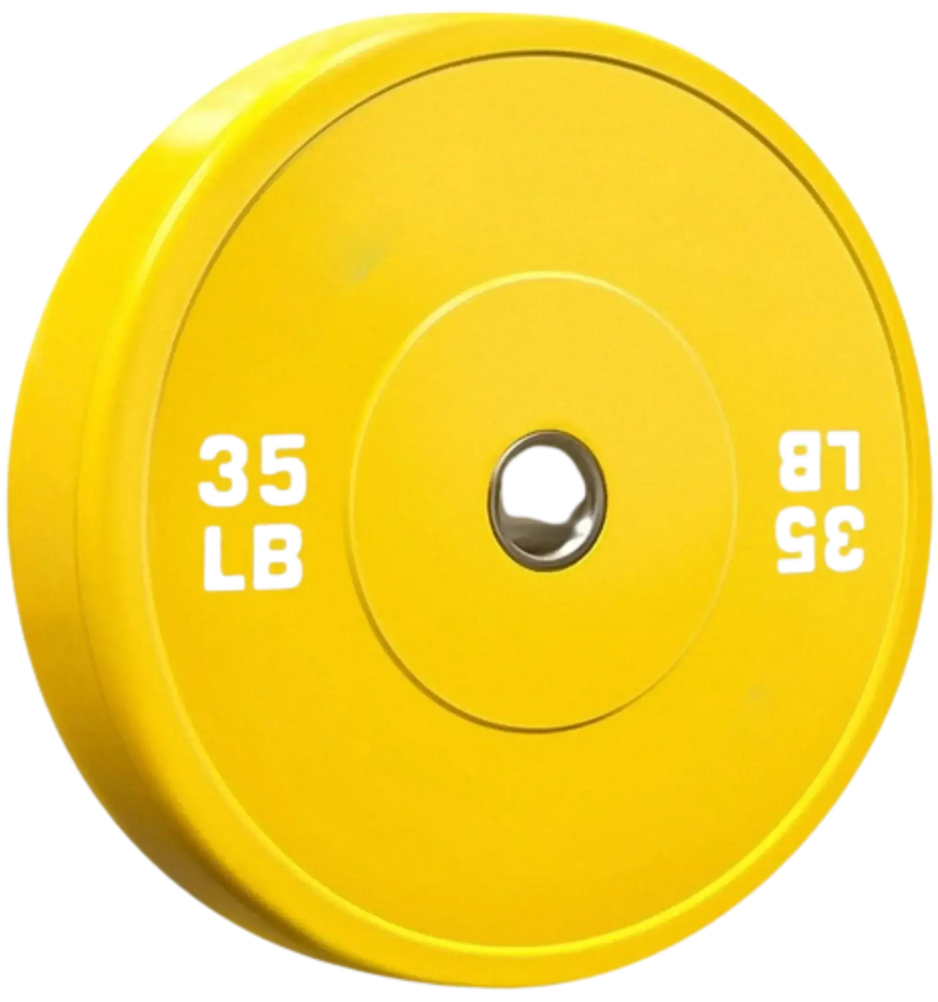 French Fitness Olympic Colored Blank Weight Plate - 35 lbs, Barbell Fit for Olympic Lifts, Upturned Ring Design (New), Blank Plate, Standard Size, Virgin Rubber, ±2% Accuracy, Fits Multiple Bars