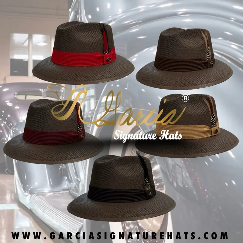 García Signature Classic Brown Viejo Fedora Hat for Men Women & Kids with Stylish Hat Band & Feathers