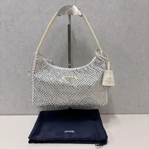 Pre-owned PRADA Rhistone Shoulder Bags Re Edition 2005 Crystal Satin Hobo Bag 21746815