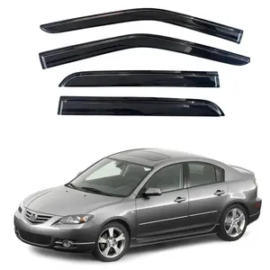 4PCS Window Visors for 2004-2009 Mazda 3 Sedan Slim Style Smoke Tinted Acrylic Tape-On Auto Car Window Visors Vent Shade Rain Sun Wind Deflector Guard Automotive Vehicle Replacement