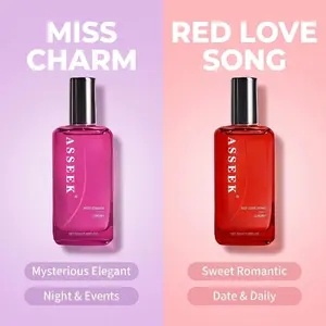 ASSEEK Women's Long-Lasting Body Spray 2-Pack (Red love song + Miss charm) | Suitable for dating, daily life, parties, and gifting | 2 different fragrances: Orchid, Jasmine, Fruity, and Brown Sugar - 1.69 oz/bottle