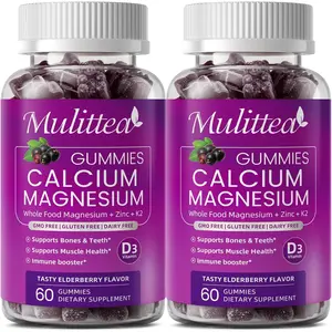 Plant Based Calcium Supplement with Vitamin D3,K2 Gummy for Bone Strength, Contains Whole Food Natural Minerals-Bone Health, Calm Mood & Sleep Support for Women & Men (2 Pack)