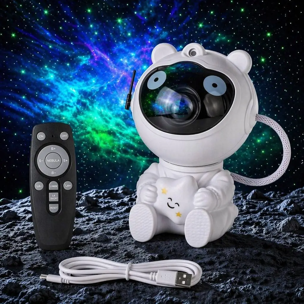 Astronaut Star Projector with LED Lights, Remote Control, Silicone Body, 8-Mode Galaxy Display for Indoor Home Improvement Novelty Lighting