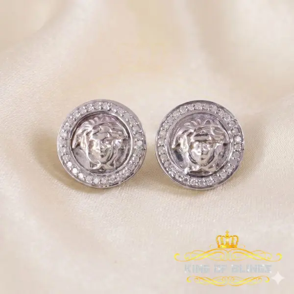 King Of Bling's 0.20ct Diamond 925 Sterling White Silver for Men's & Women's Stud Medusa Earring