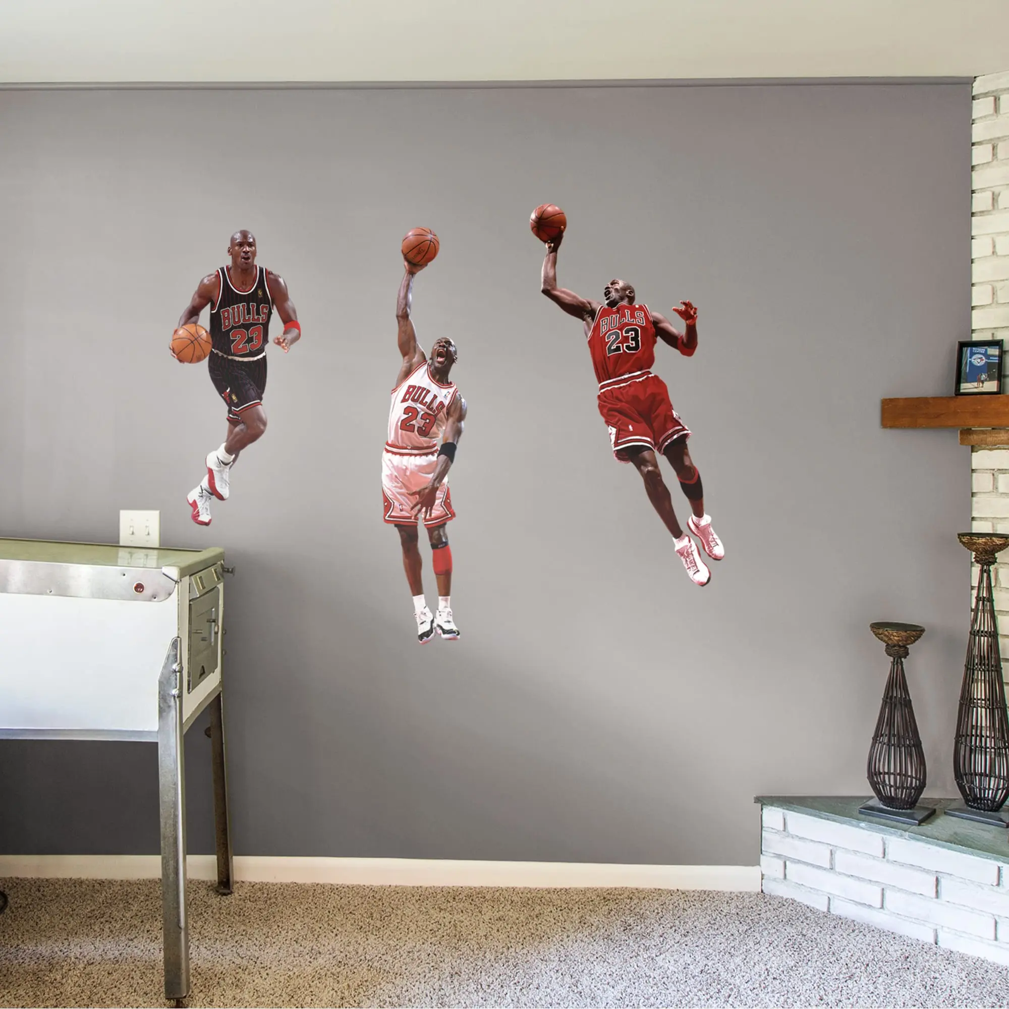 Official NBA Chicago Bulls Michael Jordan RealBig Hero Pack Collection Vibrant Die-Cut Vinyl Decals - Removable Adhesive Removable Wall Stickers for Living Room Wall Decoration, Decorating My Apartment Home Supplies