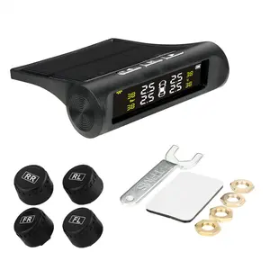 Car Tire Pressure Monitoring System, Digital LCD Display Auto Security Alarm Systems, Solar Powered Tire Pressure Gauge for Car, Vehicle, Truck, Motorcycle, Tire Gauge