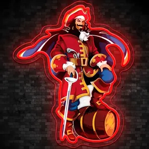 1 PC hanging wall neon light made of acrylic, Ambient lights, UV home lighting, pirate captain, USB power supply adjustable light, suitable for e-sports room party, escape room, theme restaurant bar, birthday gift, Halloween, Christmas