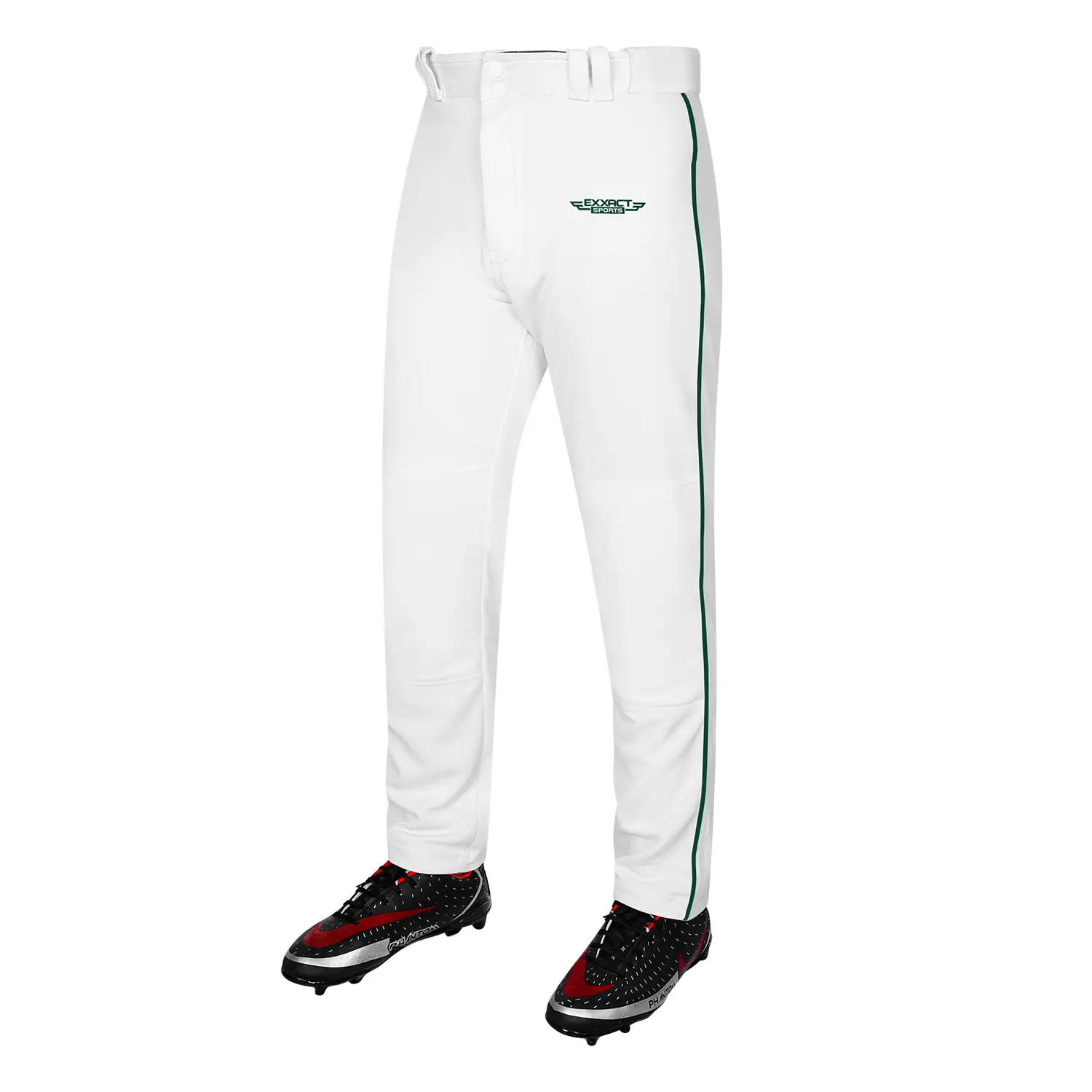 Exxact Sports Men's Piped Baseball Pants, Semi-Relaxed Open-Bottom Fit in 2-Way Stretch Polyester, Breathable & Moisture-Wicking, Male, Baseball & Softball, Belt, Full-Length, Rip And Tear Resistant
