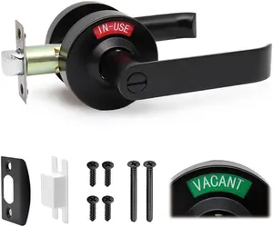 Bathroom Indicator Door Handle Lock Knob, Bathroom Locks for Home Doors, Vacant Occupied Bathroom Restroom Door Handles, Privacy Lock, Occupied Door Handle (Matte Black)