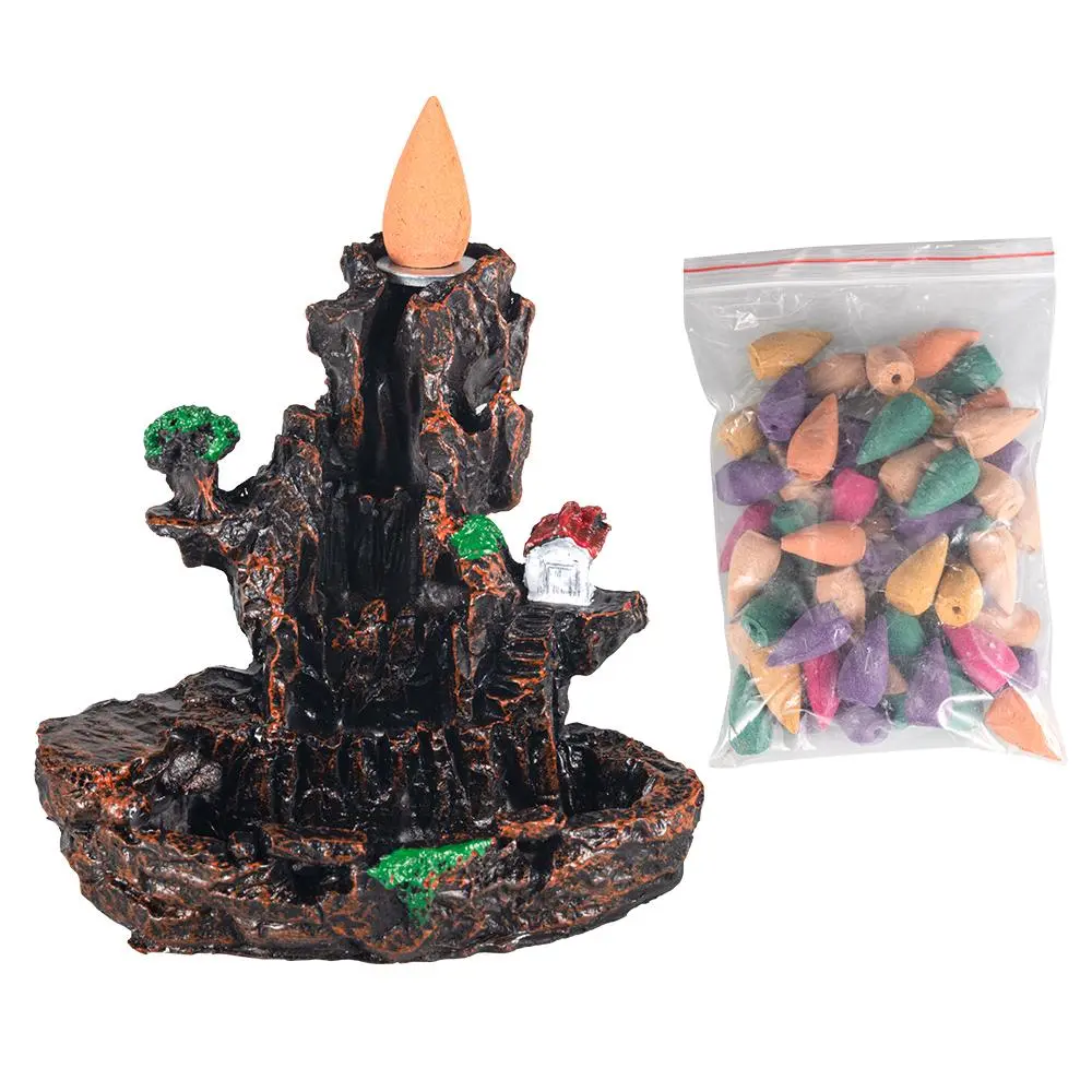 Resin Mountain Backflow Incense Burner – Aromatic Scent Freshener & Home Fragrance Accessory, Practical Aromatherapy Decor for Meditation, Bedroom Relaxation & Indoor Use, Creates Calming Mist Flow, Durable Resin Craft, Ideal Mindfulness Gift
