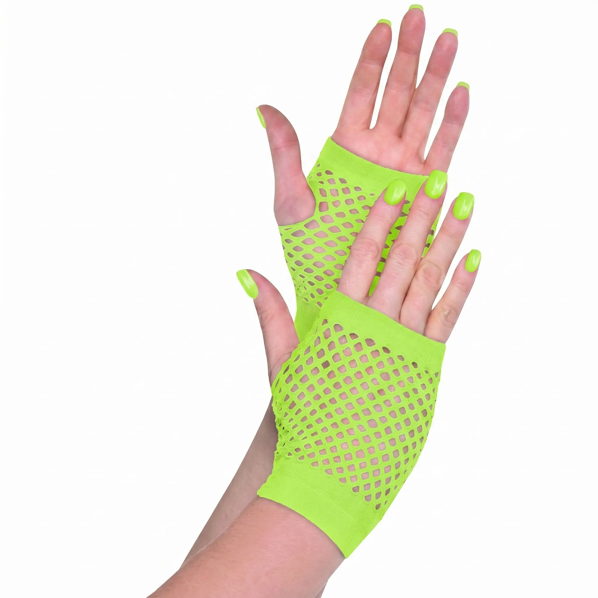 Black Short Fingerless Fishnet Gloves - Costume Accessory