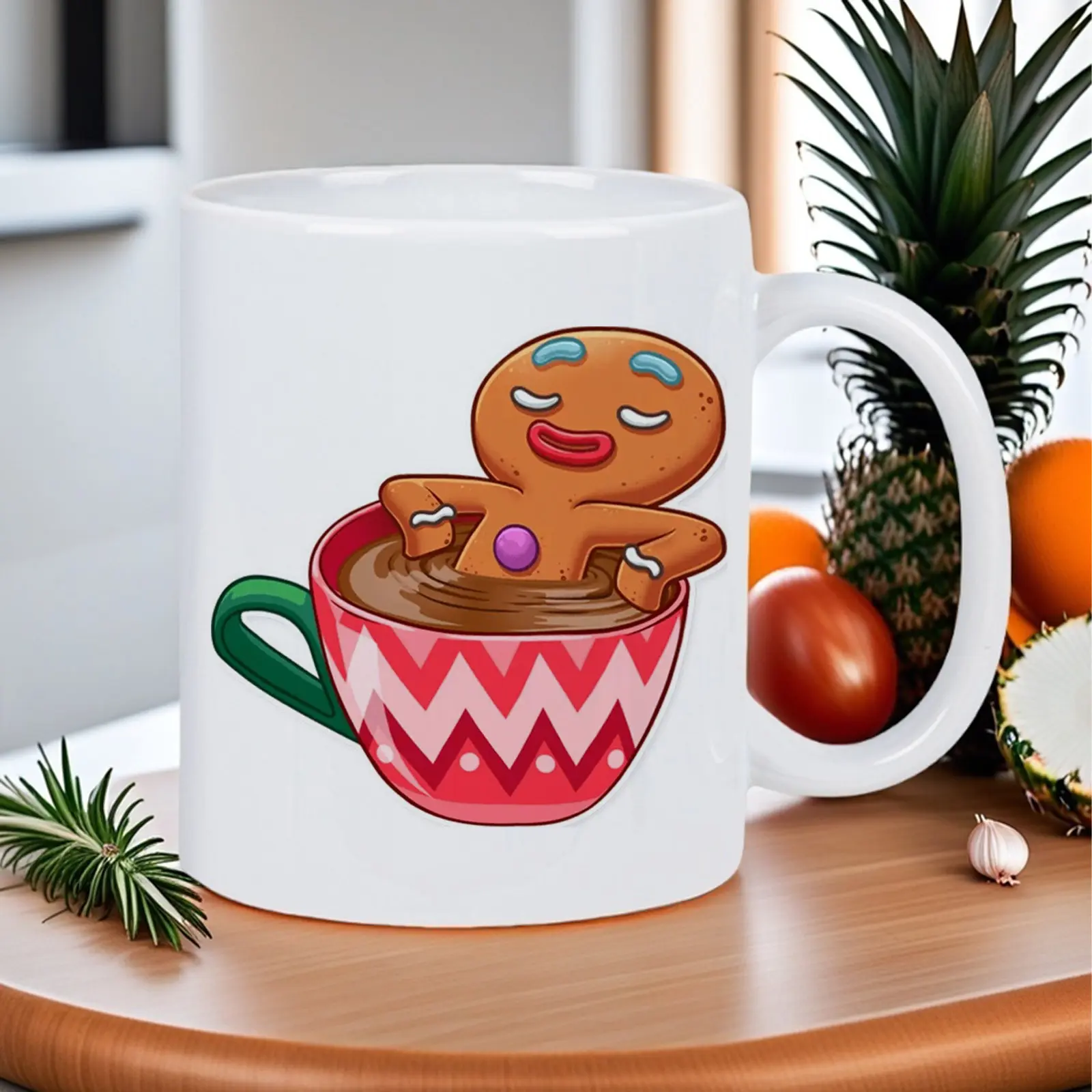 Cute Gingerbread Man Christmas Coffee Mug 11oz Ceramic Funny Graphic Cup Holiday Xmas Gift
