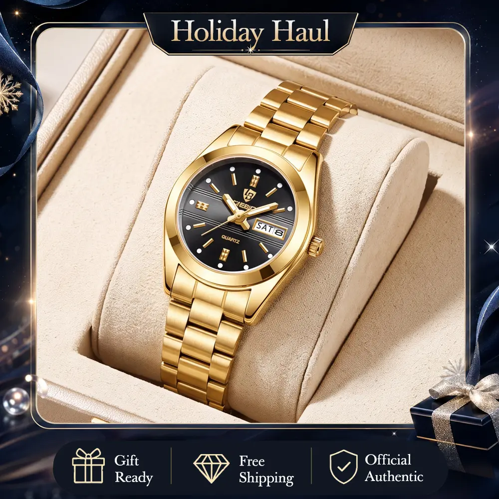 LIEBIG Women's Watch, Round Analog Quartz Watch with Day and Date Calendar, Slim Stainless Steel Bracelet, Petite 25.5mm Round Dial, Classic Two-Tone Dress Watch for Office Work and Daily Wear, Elegant Gift for Her