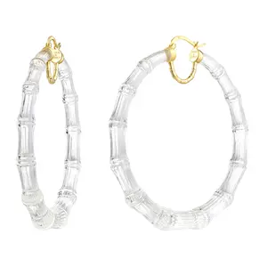 XL Clear Bamboo Hoop Earrings