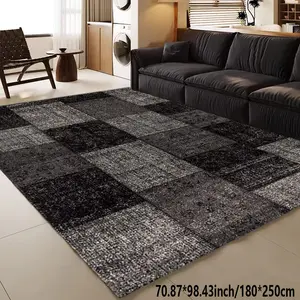 Black-gray geometric plaid modern wind area carpet machine washable home decoration sofa coffee table mat bedside mat kitchen study home carpet mat Modern Geometric Rug