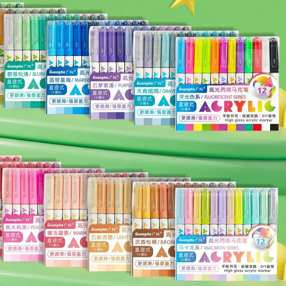 Fluorescent Acrylic Markers High - Gloss Vivid Pigments for Halloween & Christmas Art Toy Making Art Supplies Ideal Xmas Gifts & Coloring Book Partner