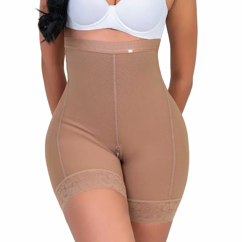 Women's Faja Colombiana la discreta Basic High-Waisted Leg Shaping Shorts - Ultra Invisible, Elastic, Comfy, Fits Everyday Wear, Straps Included, SMI04004 La Discreta