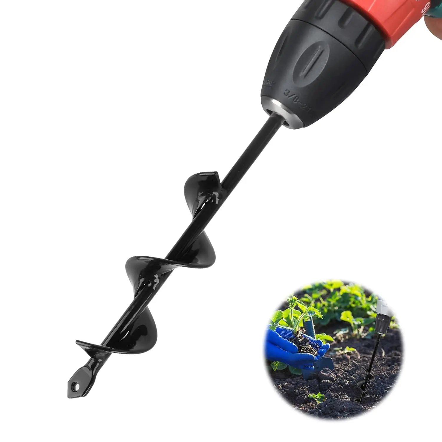 Alloy Steel Gardening Spiral Drill Bit 4x22cm Rustproof Coated Accessory Fit Most Electric Drills, Anti-rust Auger Bit Dig Plant Holes For Flower Bulbs Veggies Garden Yard Planting Labor Saving Portable Power Tool Parts For Outdoor Farm Landscaping Work