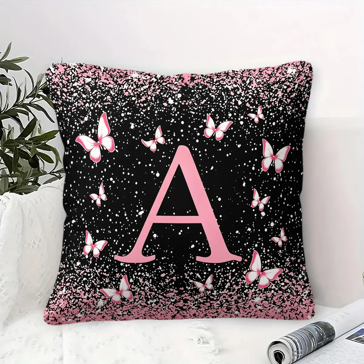[1 Throw Pillow] 45cm Digital Printed Throw Pillow (Includes Insert) |Pink  Letter A Throw Pillow, Dreamy Aesthetic Butterfly Decor, Soft  Digital Print Cushion, Perfect for Bedroom, Dorm Room, Girls Room,  Perfect for Gift Choice.