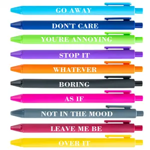 10Pcs Funny Mood Ballpoint Pens, Vibrant Colors, Smooth Writing, 1.0mm Tip, Black Ink, Metal Texture, Comfort Grip - Perfect for Office Workers, Gift for Coworkers, Doodle Drawing Pen